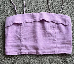 Abercrombie Removable straps cropped linen top thumbnail 1