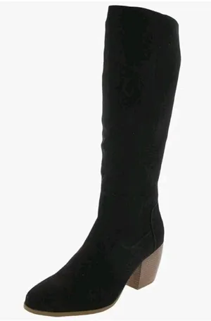 Womens Faux Suede Mid Calf Knee Boots Black Size 11 Preppy Minimalist Fall NEW thumbnail 1