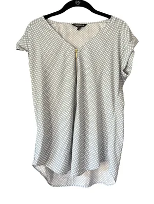Express‎ Women's Polka Dot Top Blouse Gold Zipper Detail Short Sleeve thumbnail 1