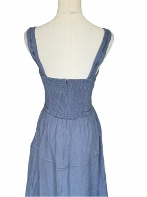Reformation - NWT Everett Linen Midi Dress Cornflower Blue Size 2 thumbnail 6