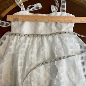 Amanda Uprichard Russo Dress Size Medium‎ White Gingham Babydoll Mini Bridal thumbnail 4