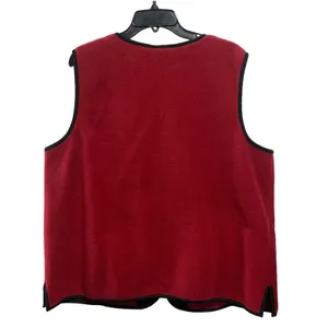 Bob Mackie Red Vest Wearable Art Women's XL Embroidered Pocket Full zip Up Artsy thumbnail 5