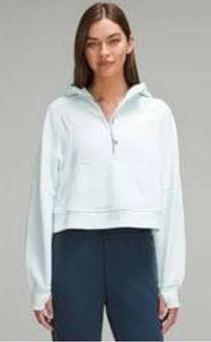 lululemon athletica Light Blue Hooded Half-Zip Cropped Jacket 1133 thumbnail 1