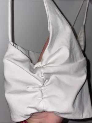 Women's White Satin V-Neck Spaghetti Strap Crop Top Size: XS thumbnail 2