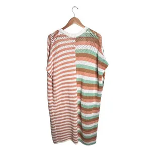 Torrid Long Open-Knit Cardigan Sweater Striped Multicolor Size 1X/2X Pastels thumbnail 4