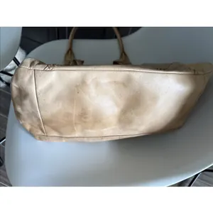 Lockheart Beige Leather Beaded Shoulder Bag Lockheart Handbag Stained thumbnail 7