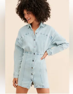 Free People Amber Denim dress Sz 4. Fits L NWT thumbnail 1