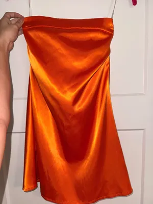 Princess Polly Phillipa orange satin strapless mini Dress thumbnail 2