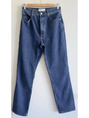 Abercrombie Curve Love Ultra High Rise Ankle Straight Jeans 26 Dark Wash thumbnail 4