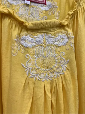 Johnny Was/JWLA Yellow Embroidered Dress size L thumbnail 3