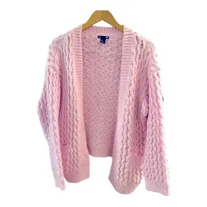 H&M Oversized Cable Knit Cardigan Bubblegum Pink Size XS thumbnail 6
