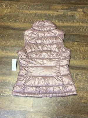 Calvin Klein Puffer Vest Womens Medium Pink Shiny Quilted Full Zip New thumbnail 8