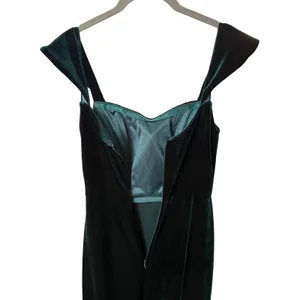 Jenny Yoo Collection Issa Velvet Off‎ the Shoulder Gown Emerald Green Size 0 thumbnail 8