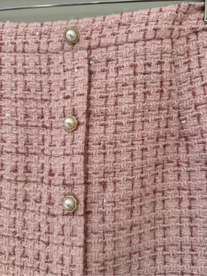 Lulus Charmed Perfection Pink Tweed Sequin Pearl Mini Skirt Large thumbnail 4