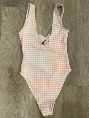 Skatie Pink White Gingham Resa One Piece Swimsuit Size XS small thumbnail 6