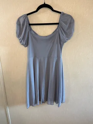 See You Monday Blue Puff Sleeve Mini Dress Medium Babydoll thumbnail 3