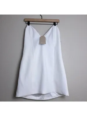NWT Meshki Suiting Mini Dress XL White Diamante Rope Crystal Trim Strapless thumbnail 5