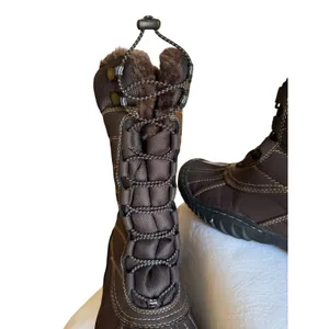 J41 Avery Boots Womens Size 8.5 Brown Faux Fur Winter Duck Boot Front Lace EUC thumbnail 7