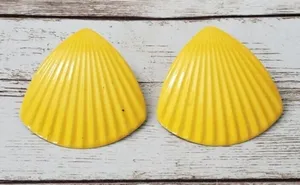 Vintage Stud Earrings Large Yellow Statement Earrings Retro thumbnail 1