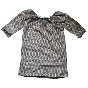 VTG 60s Carol Brent Black Lace Blouse Peasant Top Mini Dress Sheer Boho Goth M thumbnail 2