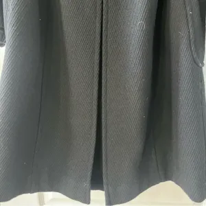 LOFT Ann Taylor Women’s Coat Wool Blend Black Textured Tie Size 4 Mid Length thumbnail 6