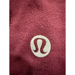 Lululemon Burgundy Quarter Zip Cropped Long Sleeve Athletic Top Thumbholes‎ thumbnail 4
