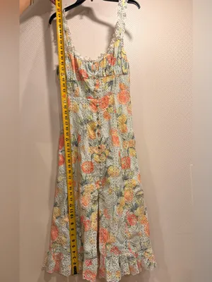 Anthropologie White Ruffled Eyelet Floral Embroidered Dress thumbnail 7