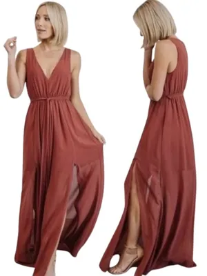 Baltic Born Hera Chiffon Maxi Dress Women XS Berry Formal Bridesmaid Wedding NWT thumbnail 3