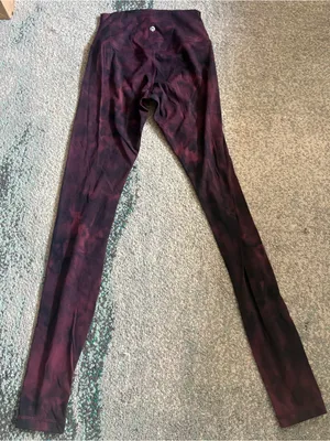 Women's High-Waist Maroon Tie-Dye Leggings thumbnail 4