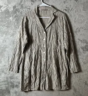 Cut Loose‎ Textured Crinkle Button Down Tunic Oversized Layering Lagenlook Small thumbnail 1