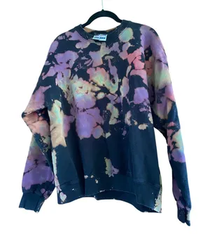 Hanes Ultimate Cotton Black Tie Dye Crewneck Sweatshirt Size Medium thumbnail 1