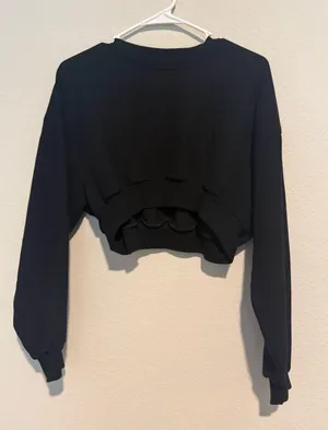 Aritzia Black Cropped Pullover Sweatshirt thumbnail 1