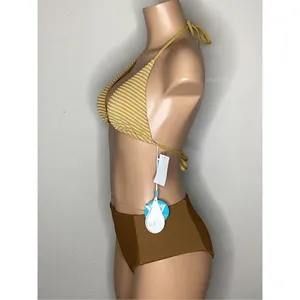 Anthropologie New. WET L.A. brown stripe bikini. Small. Retails $186 thumbnail 6