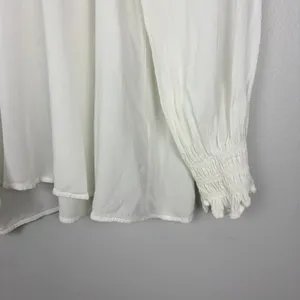 Zara White Smocked Neck‎ Long Sleeve Blouse Cottagecore Coquette Size XS thumbnail 6