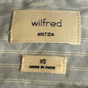 Aritzia Wilfred Blue Striped Long Sleeve Relaxed Curve Hem Button Down Shirt XS thumbnail 4