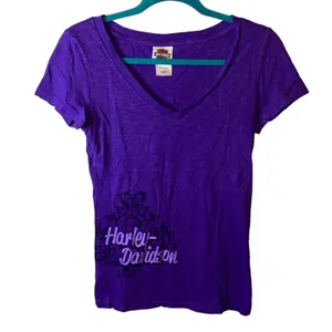 Harley-Davidson Biker V‎ Neck Tee Purple Small thumbnail 1