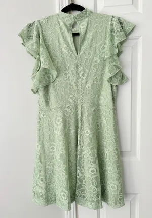 Maeve Mock-Neck Ruffle Sleeve Lace Mini Dress, Size XS thumbnail 8