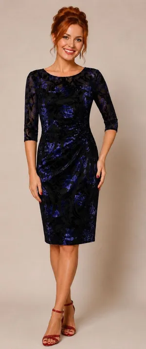 Tahari Arthur S. Levine Floral Velvet Burnout Dress - Size 10 thumbnail 1