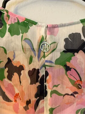 Tommy Hilfiger Floral High-Low Chiffon Maxi Dress - Pink & Green size 8 thumbnail 6