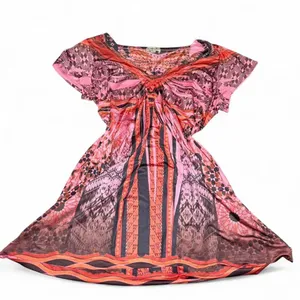 One World Tunic Top Pink Large‎ Boho Geometric Print Casual Summer Festival thumbnail 2