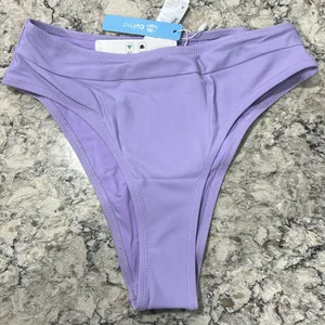 NEW CUPSHE Lace-Up Top & High-Waist Bottoms 2-Pc Bikini, Lavender, Size Small thumbnail 4