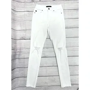 KanCan High Rise Ankle Skinny Distressed Jeans White Stretch Women's Size 25 thumbnail 2
