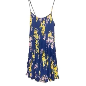 ✨Lulu’s Fairytale Bliss Navy Blue Floral Print Skater Sz Large Dress✨ thumbnail 5