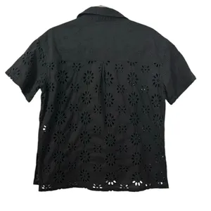 American Eagle Outfitters Black Eyelet Button Down Top(Size XS) thumbnail 4