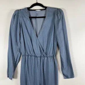 Lovers & Friends Jumpsuit Size S Blue Chambray Denim Long Sleeve Boho‎ Chic thumbnail 3