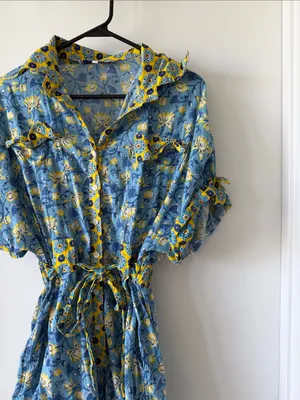 Just Belinda Blue & Yellow Floral One-Piece Romper thumbnail 2