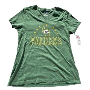 Green Bay Packers NFL Women’s V-Neck Team Apparel T-Shirt Size L NWT thumbnail 1
