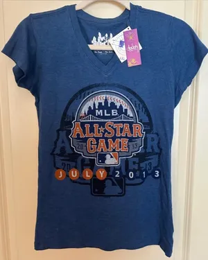MLB All Star Game Blue Vneck Tee Women's Sz S NWT thumbnail 1