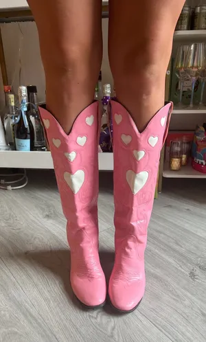 Boutique Pink Heart Cowboy Boots thumbnail 1