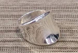 Concave Modern Cigar Band Sterling Silver 925 sz8 thumbnail 5
